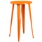 Merrick Lane Evelyne Outdoor Dining Set with 24" Round Table and Slatted Back Bar Stools with Footrests